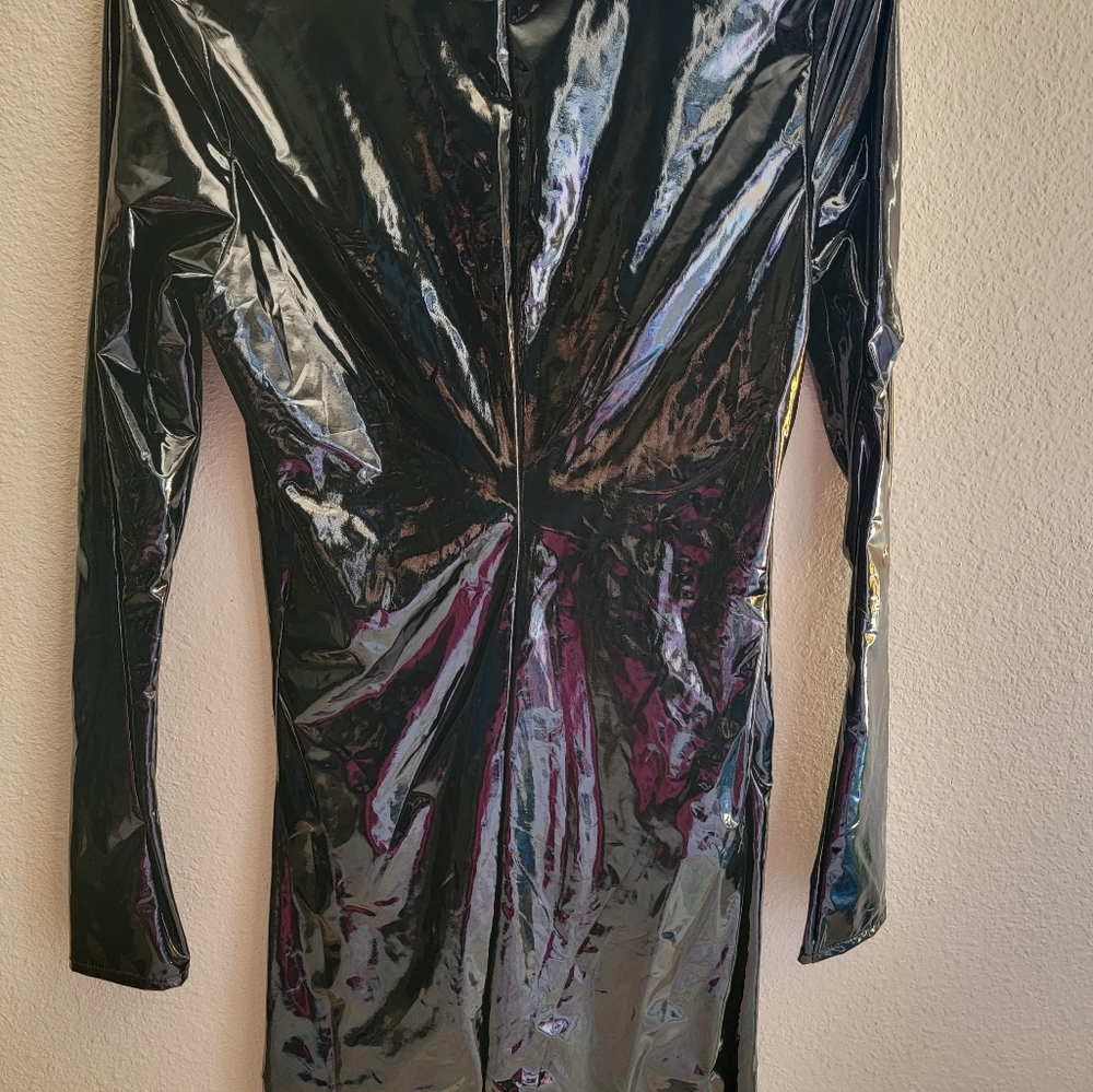 Killstar Black Vinyl Long-Sleeve Midi Dress - Picture 7 of 7